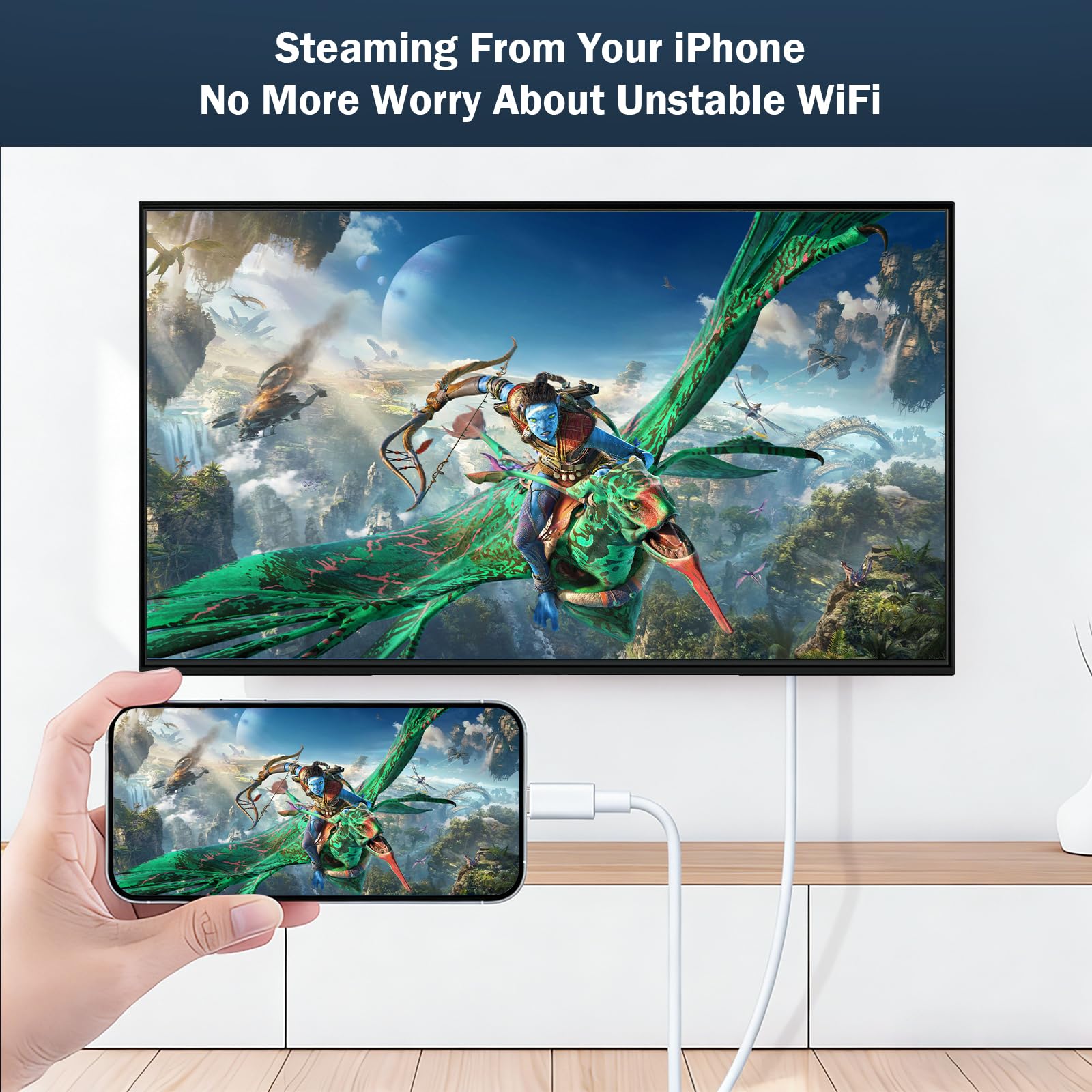 Cavo adattatore da Lightning a HDMI, 1,8 m, 4K a 60 Hz, da tipo C a HDMI 2.0, compatibile con Thunderbolt 3/4, per iPhone 17/16/15, MacBook, iMac, iPad Pro, Galaxy S24, Surface, monitor HDTV