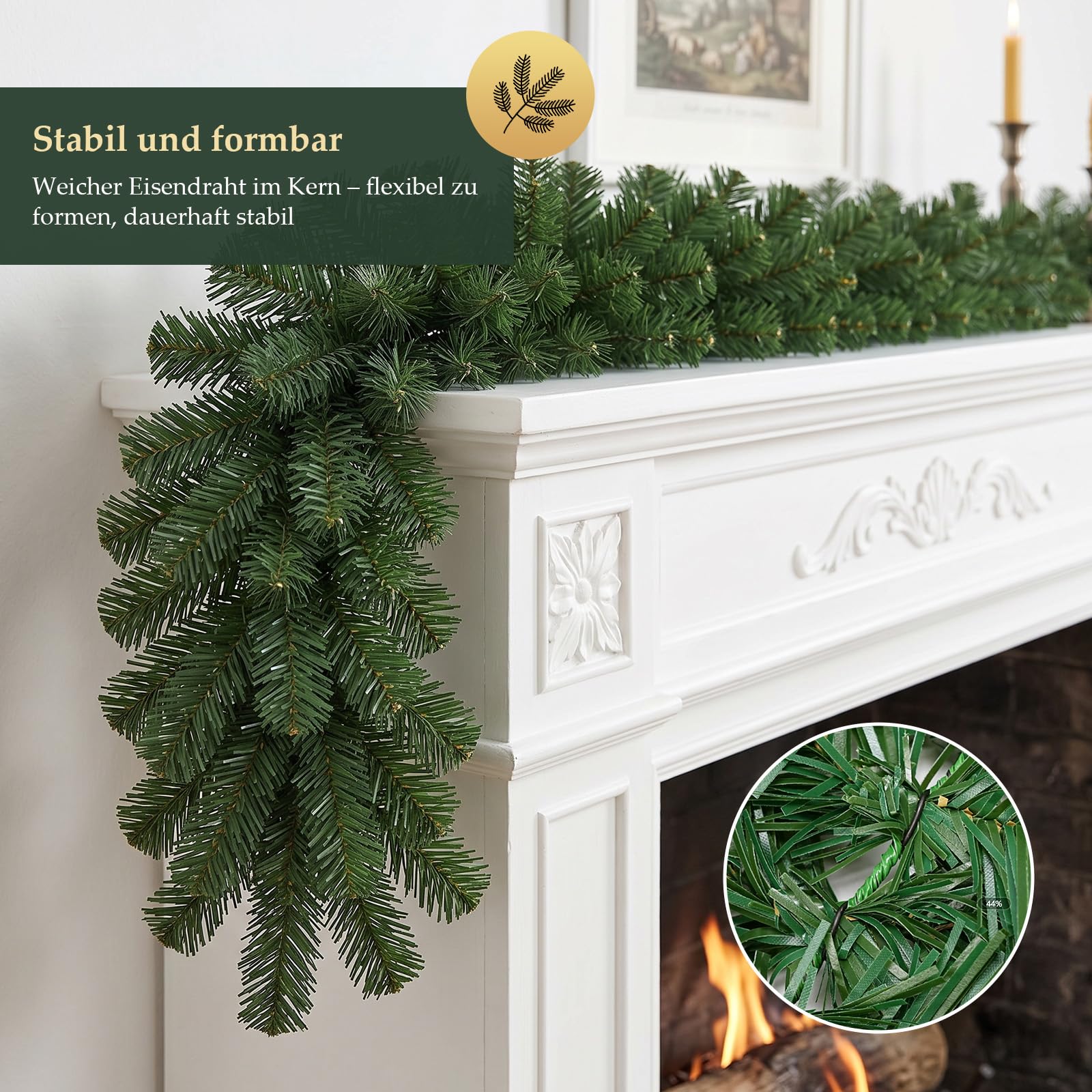 SALCAR Weihnachtsgirlande 20 m – Künstliche Tannengirlande ohne LED, Sattgrün, Wetterfeste Weihnachtsdeko für Innen & Außen, PVC Tannenzweiggirlande