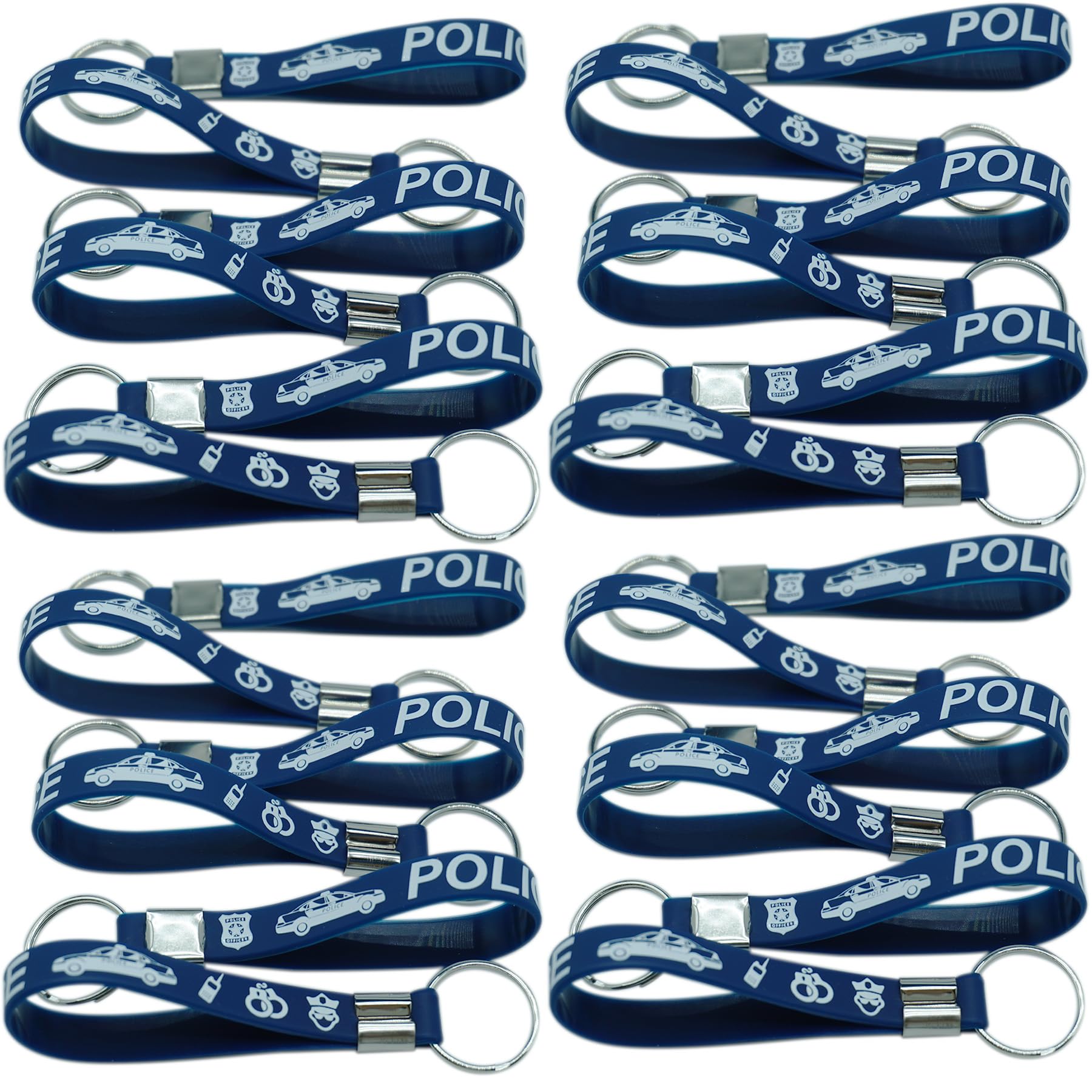 ATSMOICY 24 Pieces Police Party Silicone Keychains Rubber Keyrings - Police Birthday Party Favors Supplies Decorations Graduation Halloween Goodie Bag