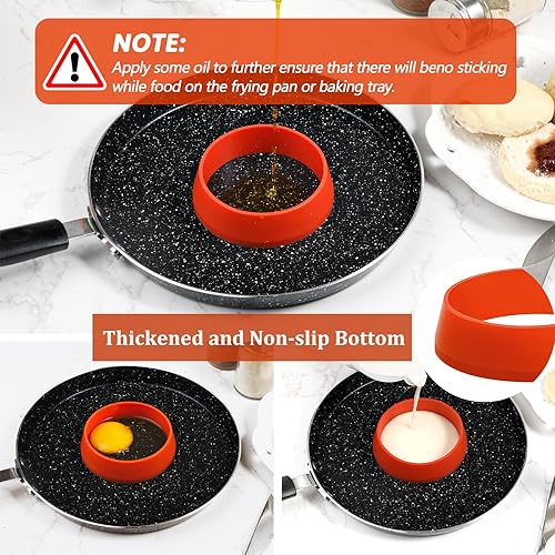 Miniatura 3 de KOLUTI Paquete de 6 anillos de silicona antiadherentes de 3.15 pulgadas para magdalenas inglesas, molde redondo duradero para freír huevos,
