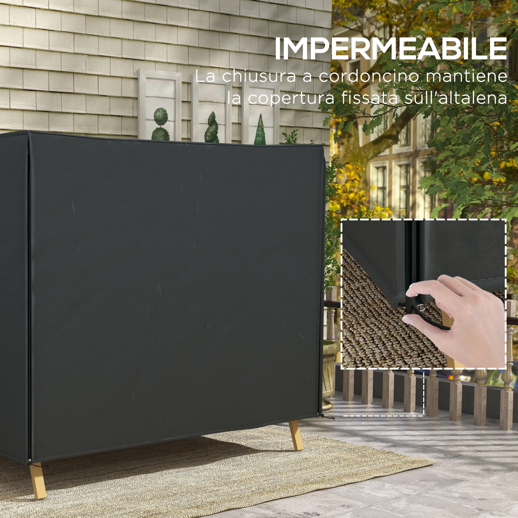 Outsunny Copertura per Dondolo da Giardino 3 Posti, Copertura Dondolo con Telo Impermeabile Anti UV, 220x125x172 cm, Nero