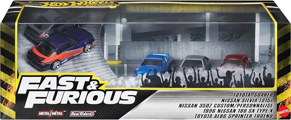 سيارات لعبة Hot Wheels، مجموعة Tokyo Drift الفاخرة من Fast & Furious، 5 مركبات مصبوبة بمقياس 1:64 من فيلم The Fast Movie في عبوات قابلة للتجميع