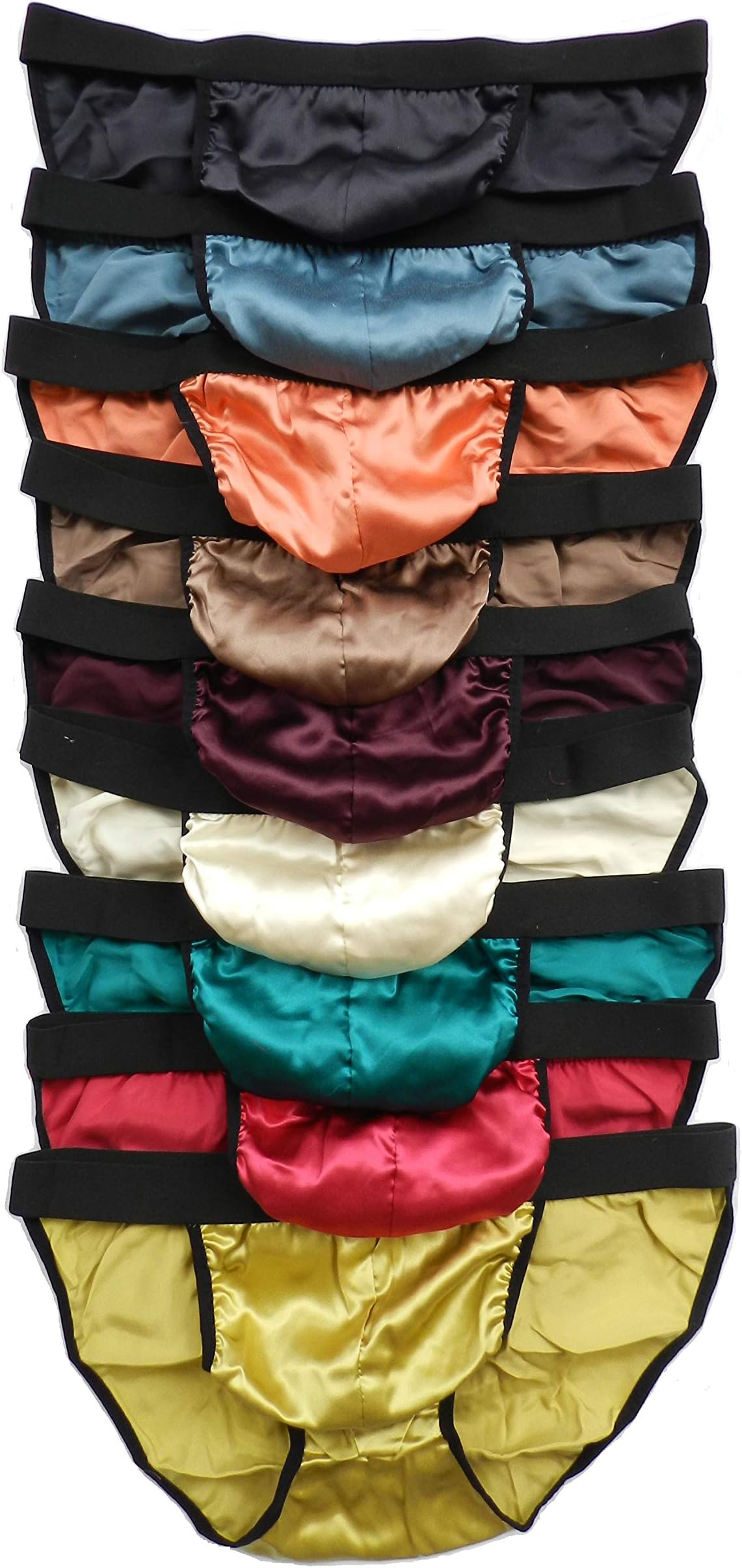 Qianya Men's Bikini String Briefs 100% Pure Silk 6 Pairs in One Economic Pack