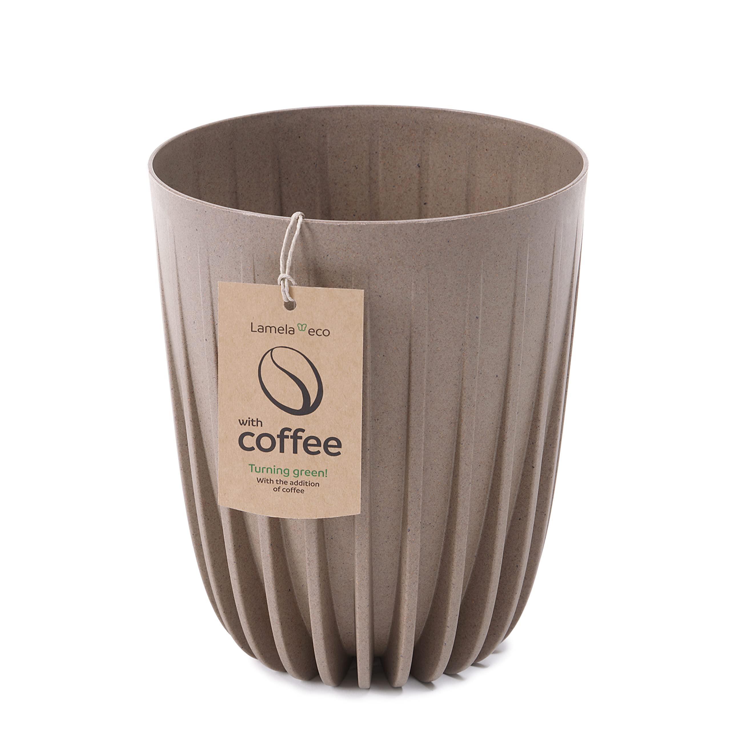 Lamela Violet Mira Eco With Coffee Flowerpot Herb Plant Flower Pot | Balcony Garden Container Bucket | 2In1 Set Two Parts With Insert | Unique Surface Design | Impress? (Ø 14,5Cm H 17,2Cm, Latte)