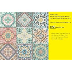 Mosaico Vinilico Autoadhesivo Adhesivos autoadhesivos para azulejos de pared, 18 unidades, mosaicos marroquíes, azulejos de pared de cocina, transferencia de despegar y pegar, decoración de vinilo para el hogar (6 pulgadas)