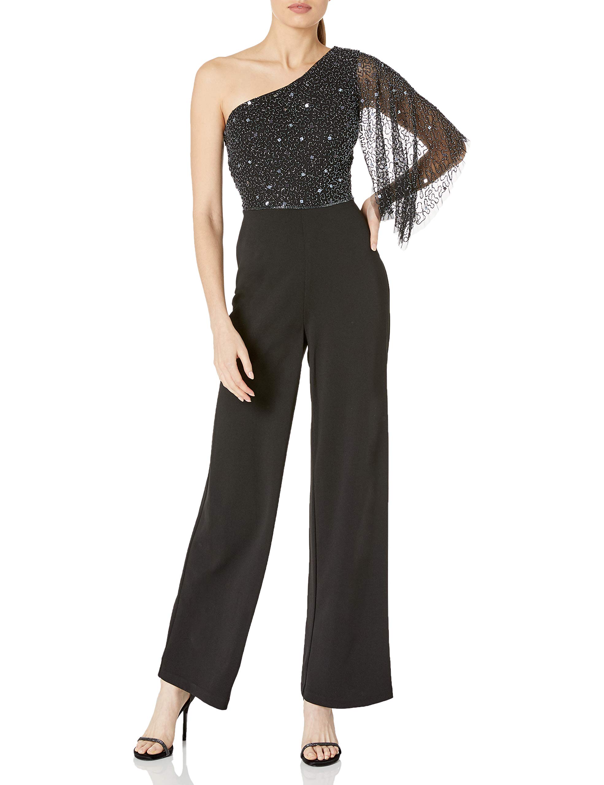 Adrianna Papell Womens Beaded One Shoulder Jumpsuit비즈 원숄더 점프수트overol De |  Desertcart Seychelles, image size:1969x2560