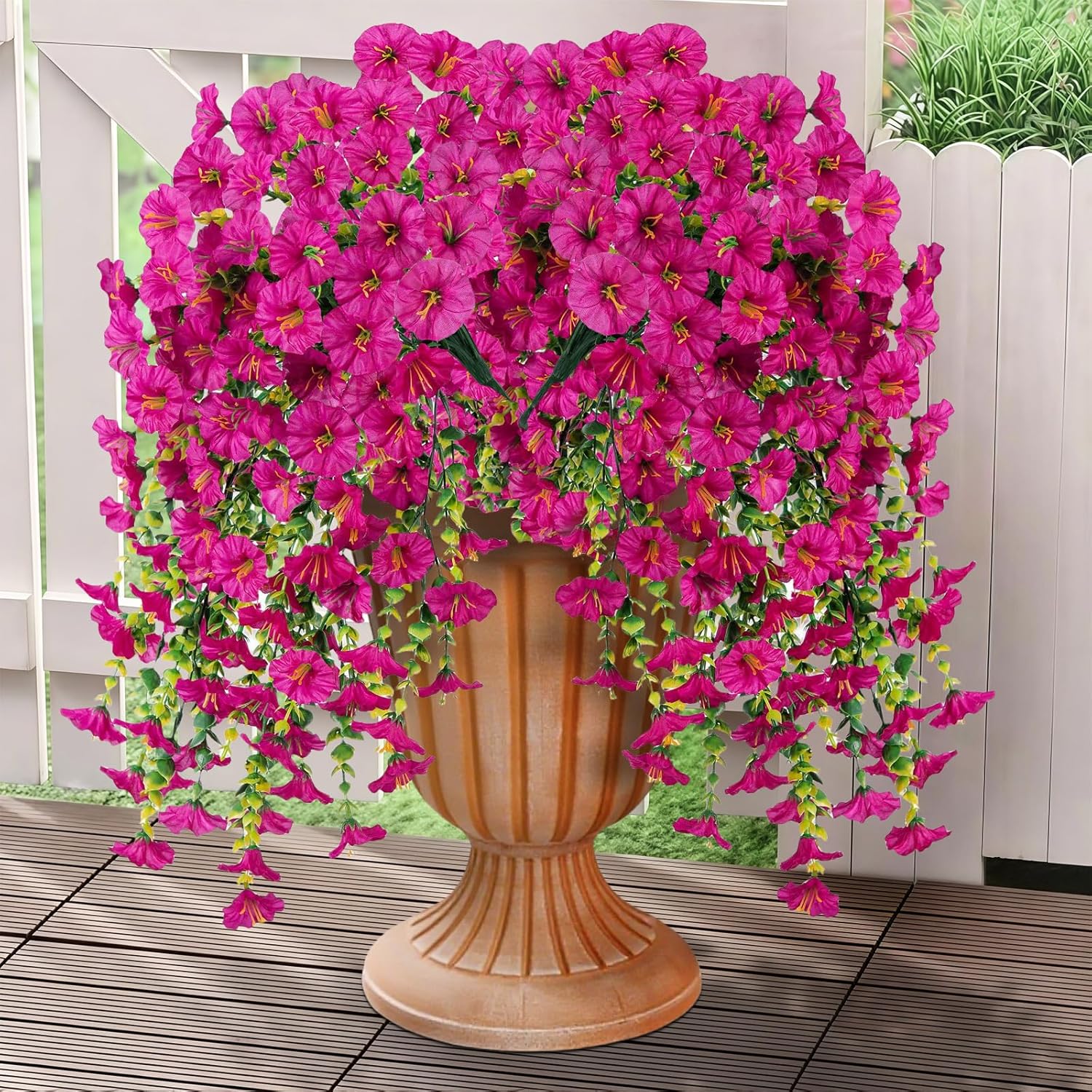 Bougainvillea Artificial Hanging Flowers Plants for Outdoors Decoration, 4pcs Fake Flowers Silk Bougainvillea Vines Realistic UV Resistant Faux Flowers for Planters Porch Patio Urn