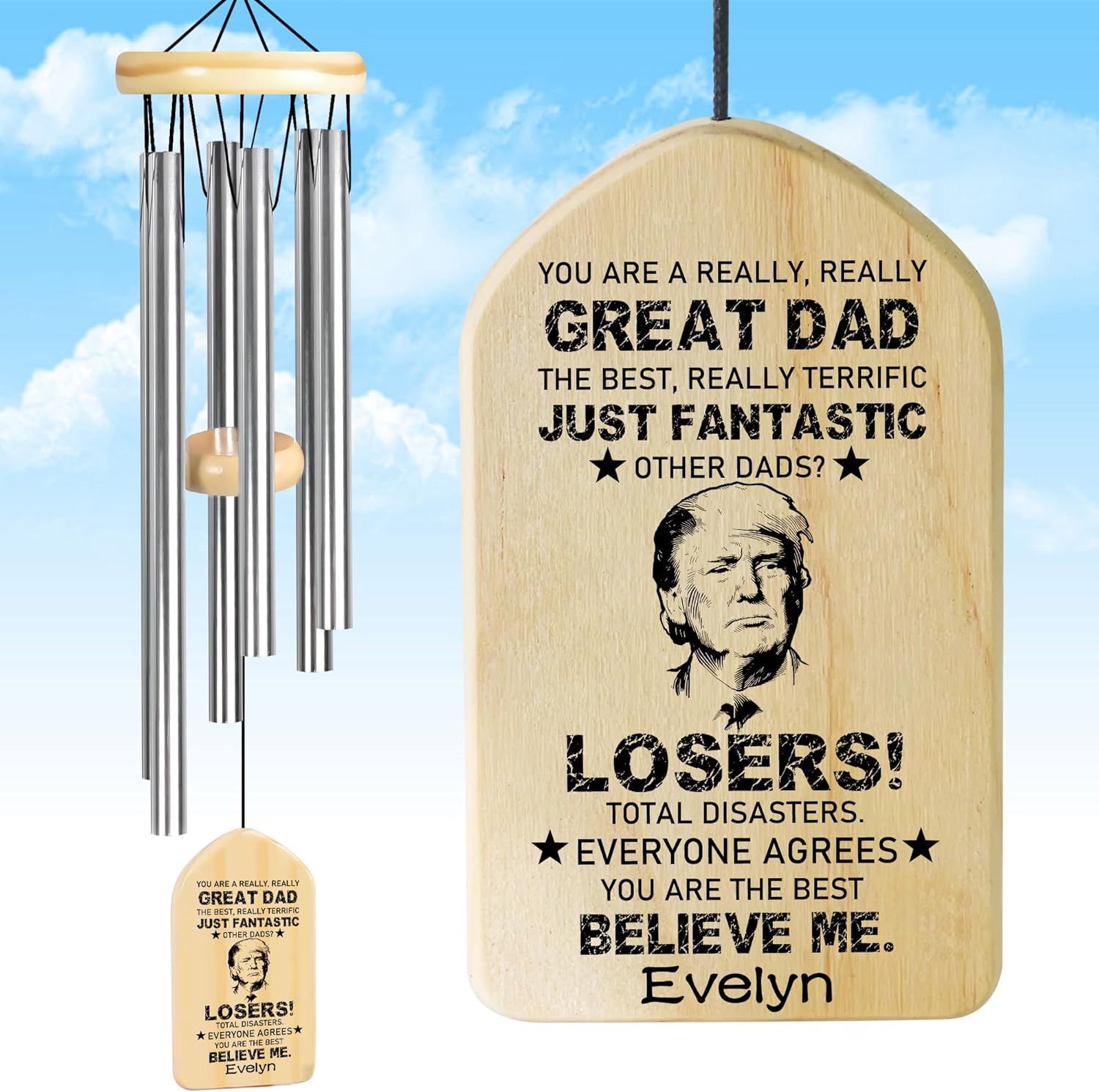 Gifts for Dad, Jocidea Father's Day Wind Chimes, Fathers Day Personalized Gifts, Birthday Christmas Valentine's Day Father's Day Presents - Great Dad