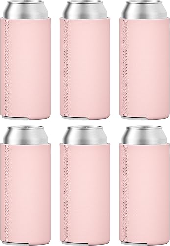 Miniatura 1 de TahoeBay - 6 fundas delgadas para latas  enfriadores de cerveza de neopreno en blanco  Compatible con RedBull, Michelob Ultra, White Claw Spiked