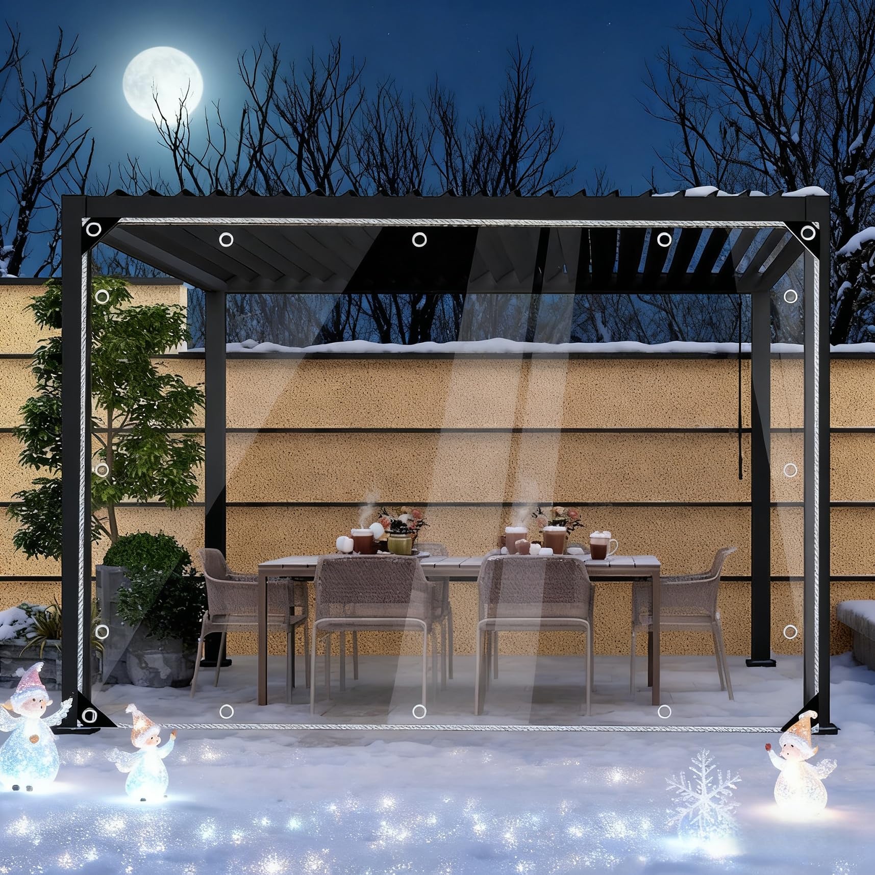 Lona transparente con ojales 90x280 cm impermeable para proteger muebles de jardín