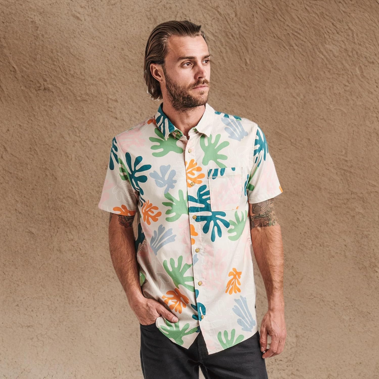 Roark Mens Journey Button Down Shirt, Classic Short Sleeve Fit T-Shirt, Chest Pocket - Image 7