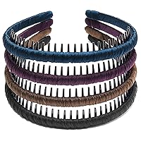 Vista 8 de 4 piezas - Diadema multicolor con dientes de resina protectora - Diadema con peine - Accesorios para el cabello de Beauty hair (Multicolor-No.9)