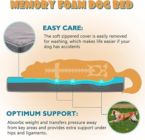 Miniatura 8 de Cama mediana de espuma viscoelástica, camas refrescantes para perros medianos, cama ortopédica lavable para mascotas para jaula con espuma