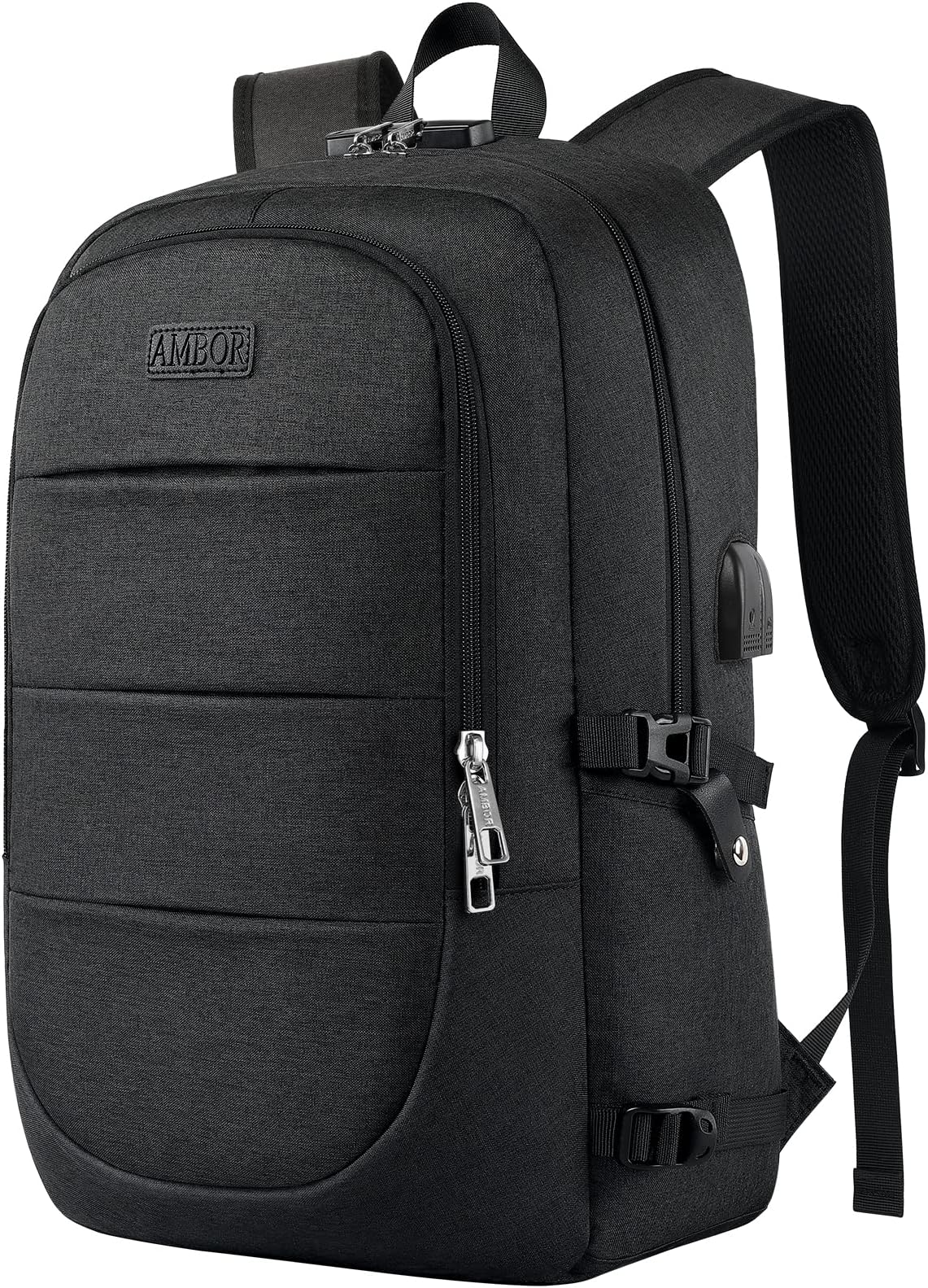 AMBOR Travel Laptop Backpack,18.4 inch Anti Theft Business Laptop Carry on Backpack with USB Charging Port and Headphone Interface, Backpack for Men & Women,Black