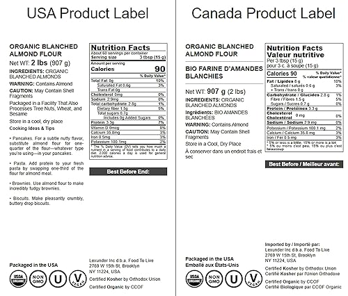 Miniatura 2 de Harina de almendras orgánicas, 2 libras, comida prima blanqueada extrafina, sin OMG, baja en carbohidratos, grado culinario, kosher, keto, paleo y