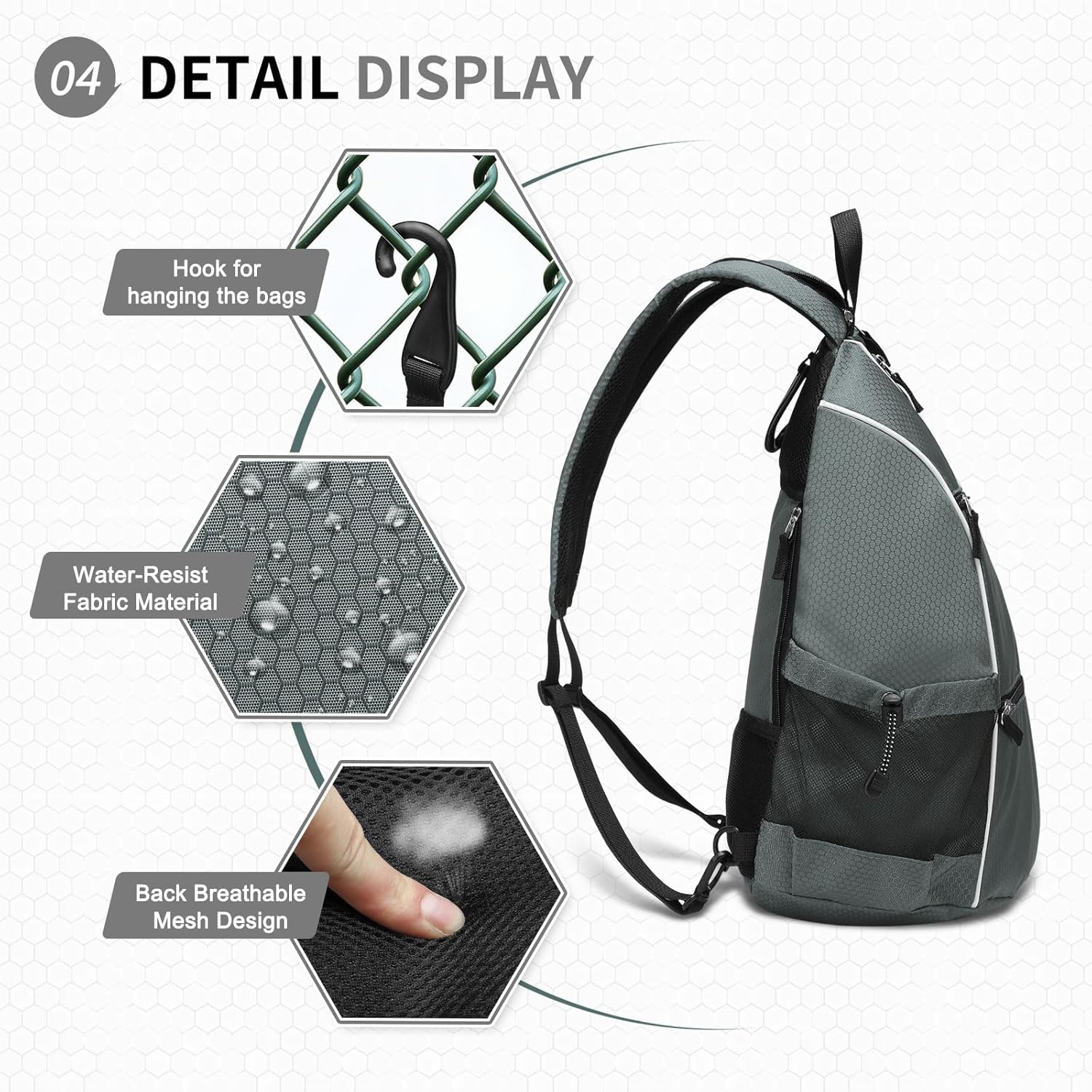 Pickleball Sling Bags 32L Convertible Reversible Paddle Rackets Bag Lightweight Casual Pack for Men Women Ladies - Image 5