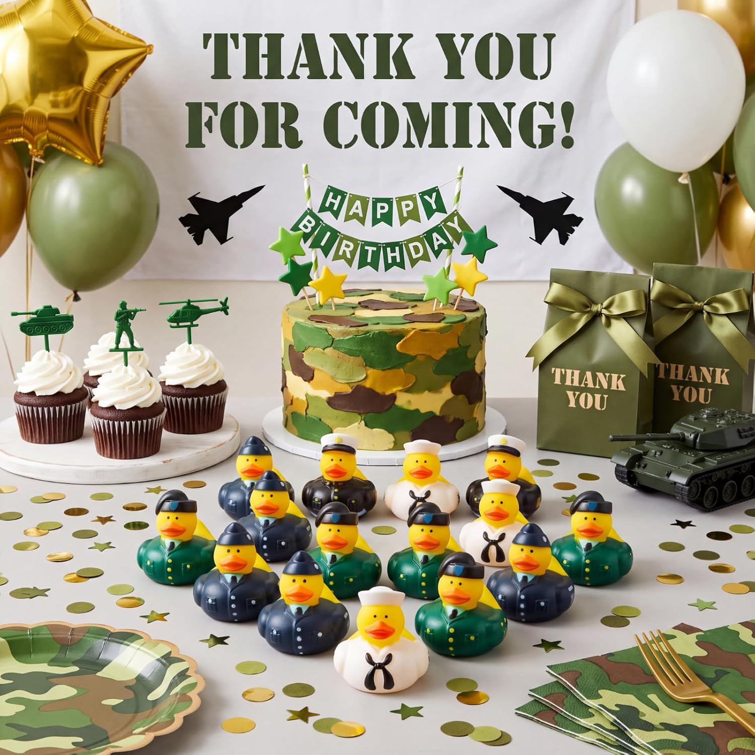 Deekin 100 Pcs Military Rubber Ducks Bulk Party Favors Veteran's Day Gift image 4