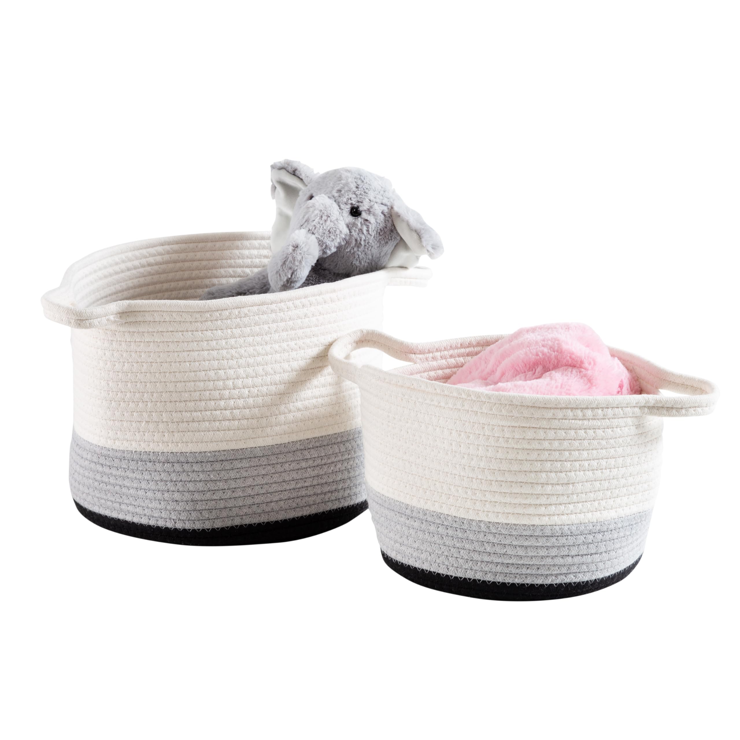 Honey-Can-Do Nesting Cotton Rope Storage Basket Set, Black Ombré STO-09317 White