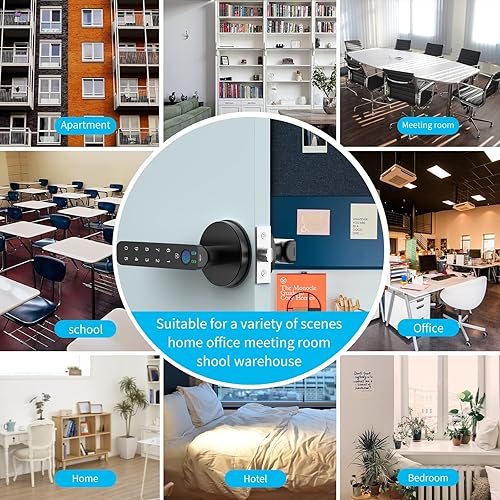 Miniatura 7 de Cerradura de puerta de huellas dactilares con teclado, asa, contraseñas, perilla de puerta de huella dactilar, cerradura de puerta de entrada sin