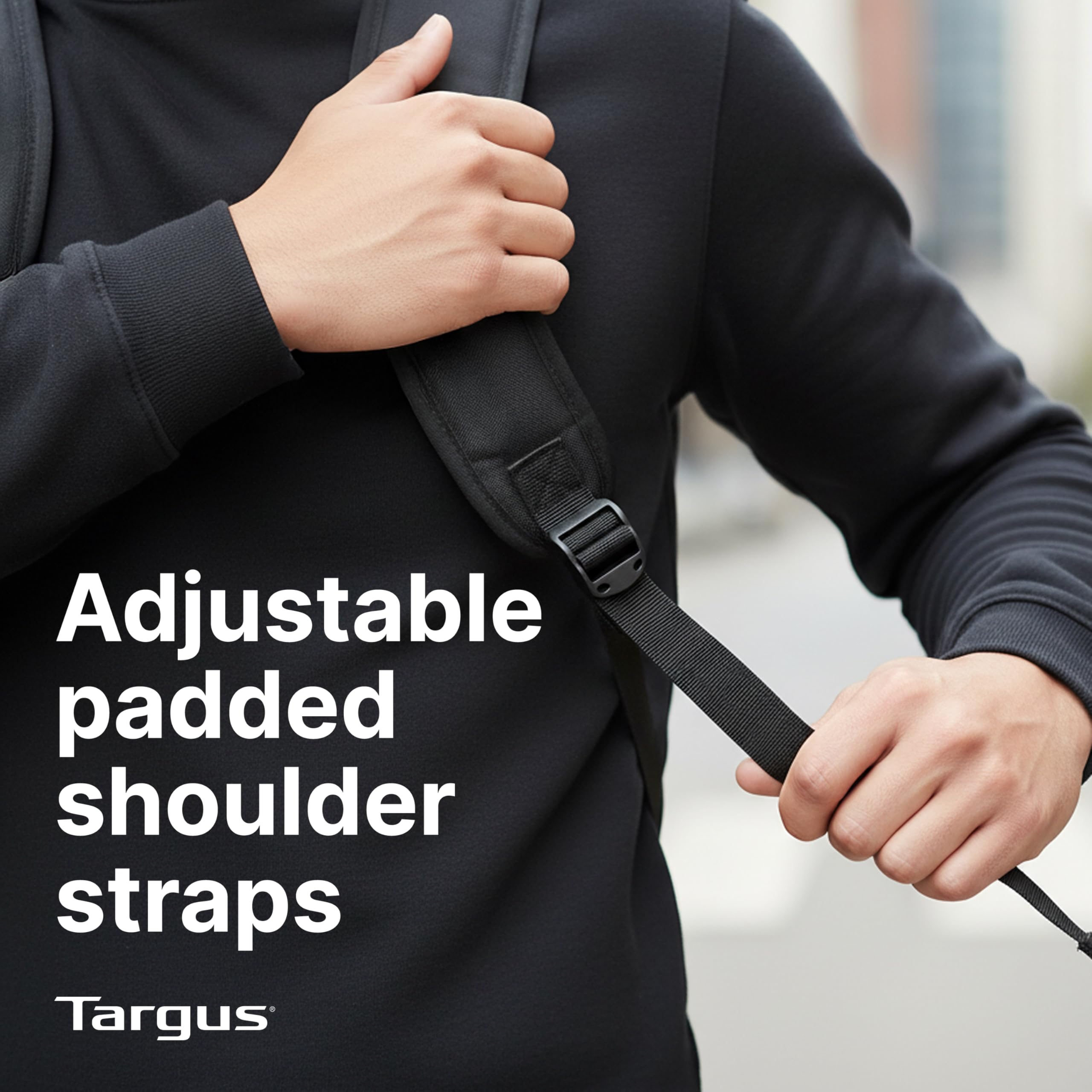 Targus Kompakter Roll-Rucksack für Business, College Student und Reise, Pendler, strapazierfähiges Material, Tablet-Tasche, abnehmbare Laptop-Schutzhülle für 16 Zoll Laptop, schwarz (TSB750US)