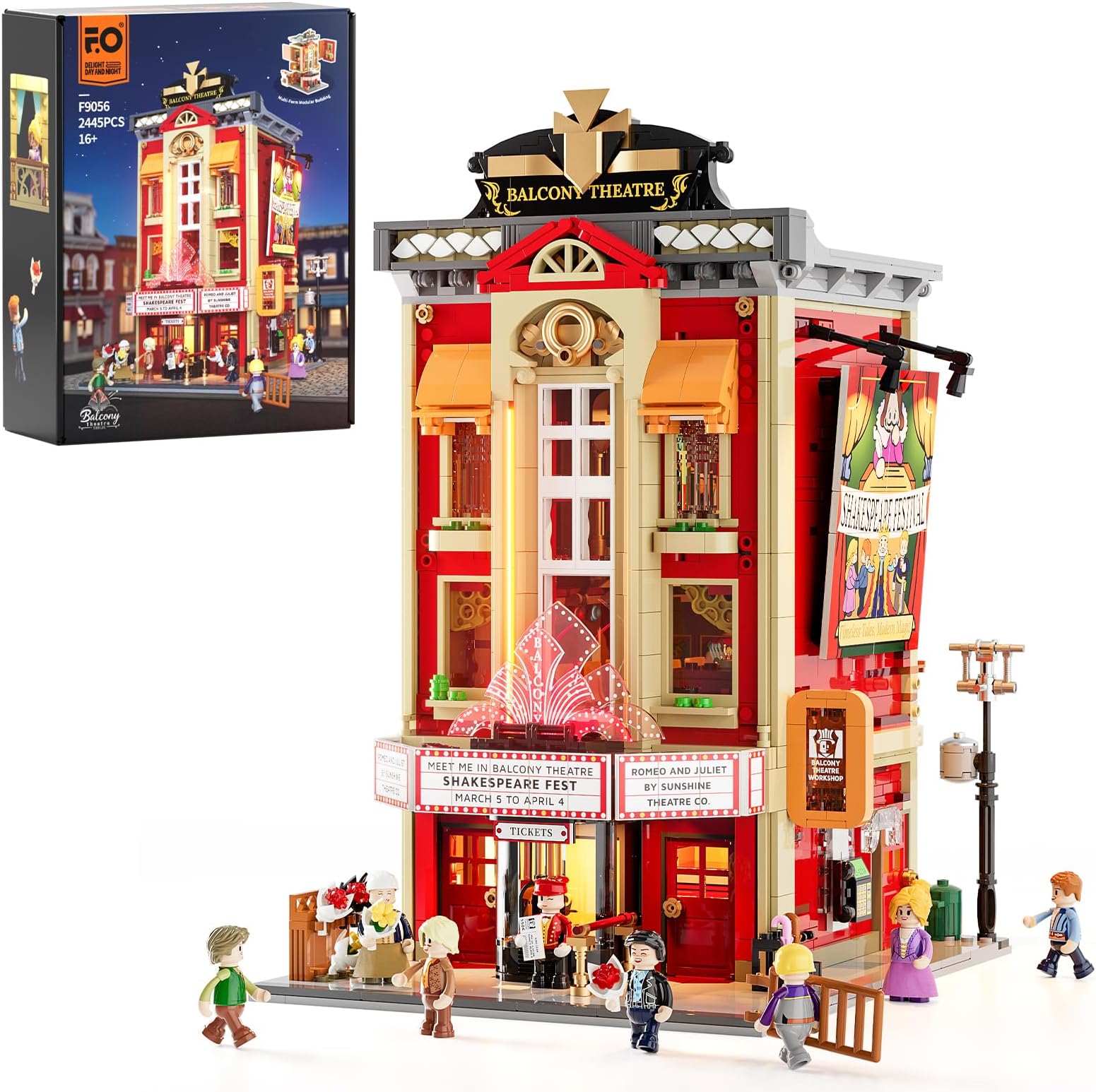 Balcony Theatre Lighting Building Bricks Set ,Features a Scene from a Classic Shakespeare Play, Modular Building ,2445 PCS, Collector’s Set & Creative City House Model for Adults and Teens