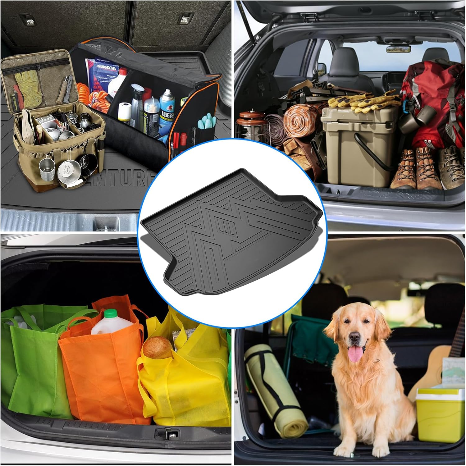 Garvee Cargo Liner, All-Season Premium Truck Mat Compatible with HR-V FWD 2023 2024 2025, Heavy Duty Non-Slip TPE Trunk Liner & Rear Floor Mat, Black