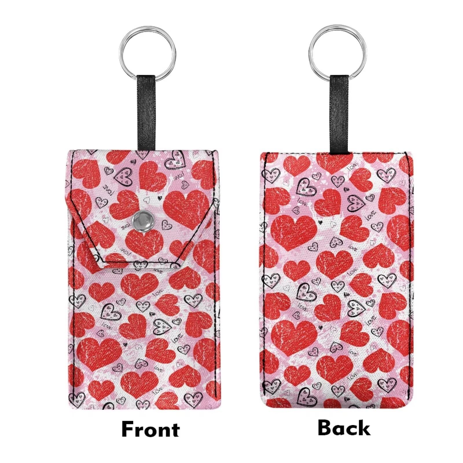 Cugasmaru Mini Tissues Keychain Holder Car Key Holder Keychain Key Pouch Tissues Coin Purse Heart Print Keychain Tissue Holder with Suction Buckle for Women Small Portable Coin Purse 3 Pack