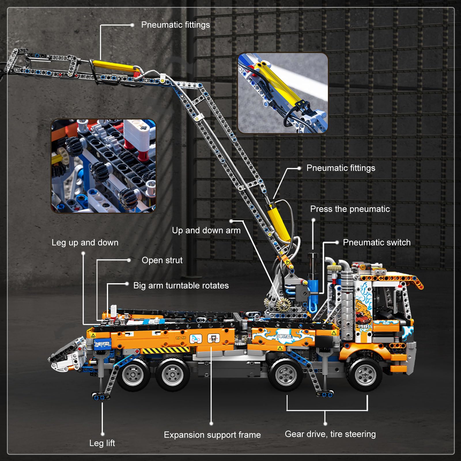 Amazon.com: Mould King 19014 Technology Pneumatic Concrete Pump