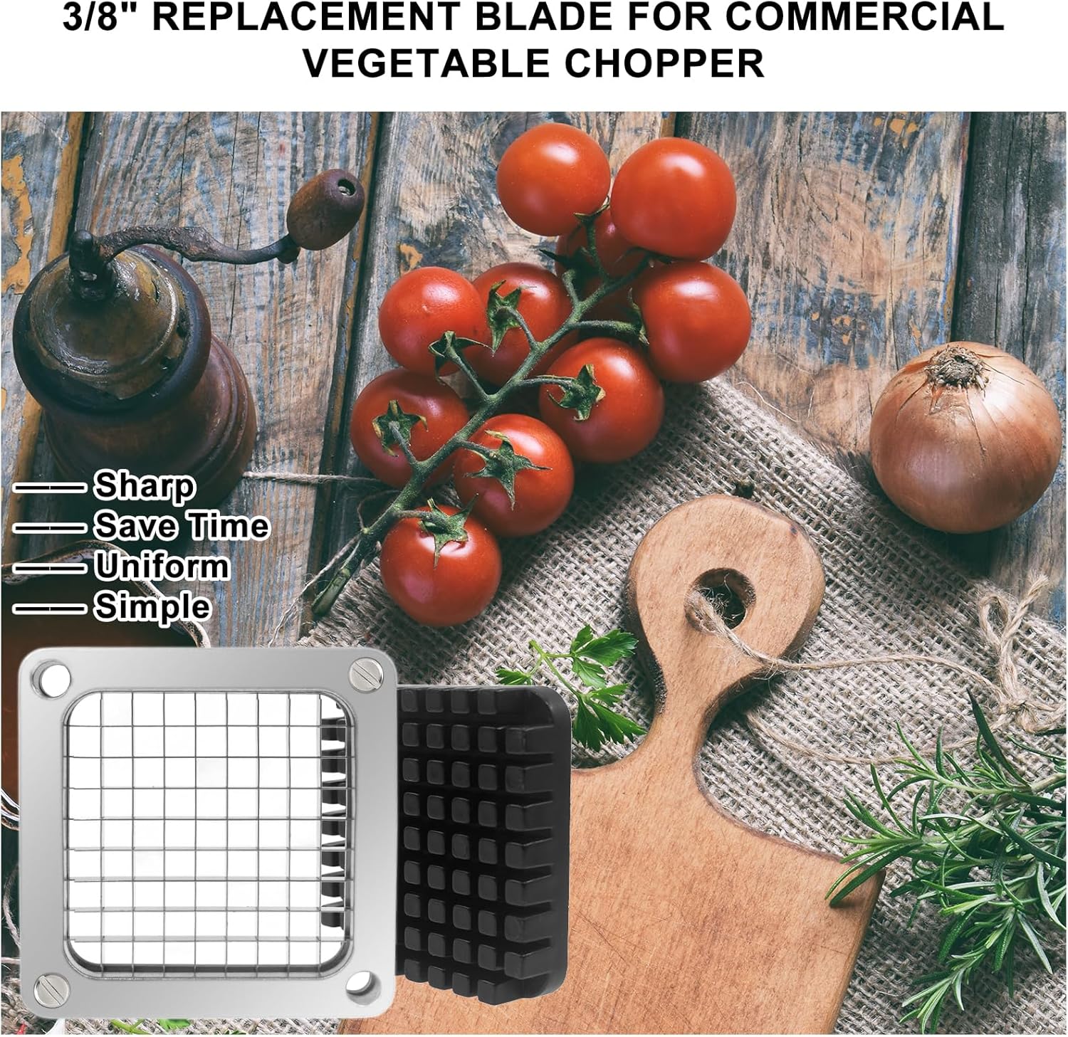 2Pcs Replacement Chopper Blade,1/4''&3/8''Commercial Vegetable Chopper Dicer Stainless Steel Blade and Pusher Block for Fruit Cutting Machine Tomato onion French Fries Cutter