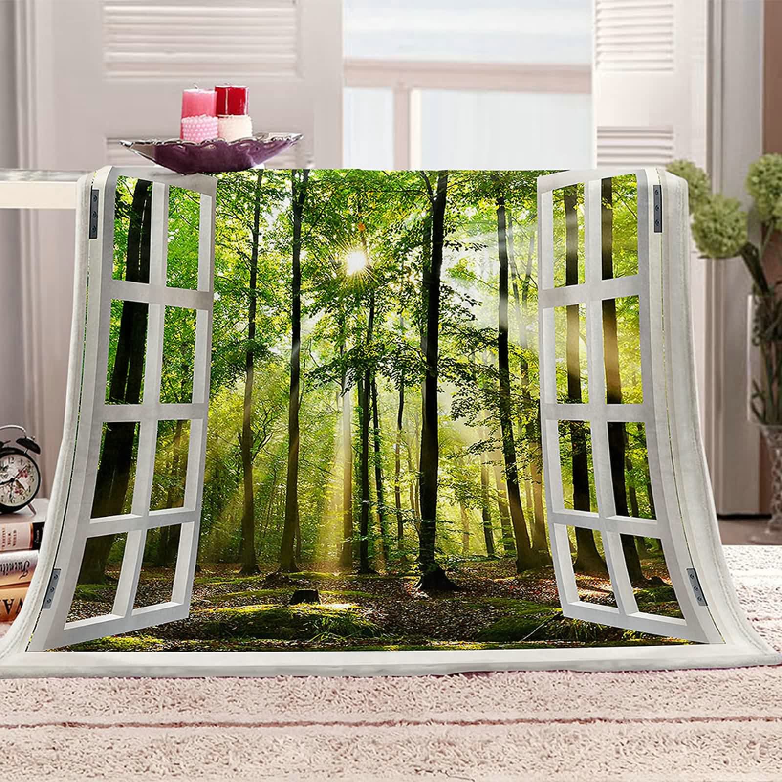 Aeici Couverture Polaire, Couverture Enfant Polaire Couverture 150x200 cm Soleil des Arbres Couverture Canapé Cadeau pour Adultes et Enfants