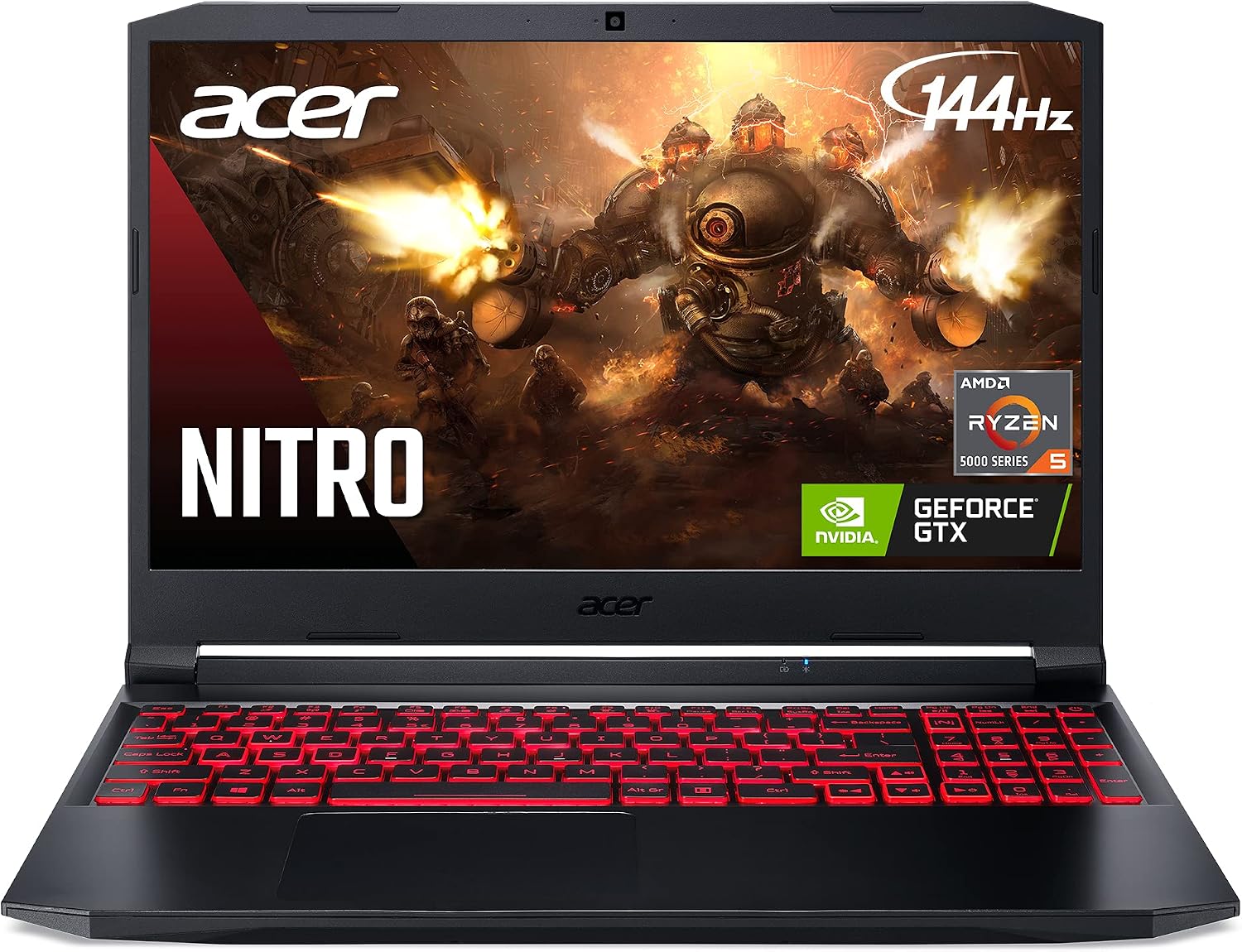 acer Nitro 5 AN515-45-R83Z Gaming Laptop, AMD Ryzen 5 5600H Hexa-Core Processor | NVIDIA GeForce GTX 1650 | 15.6" FHD 144Hz IPS Display | 8GB DDR4 | 256GB NVMe SSD | WiFi 6 | Backlit Keyboard