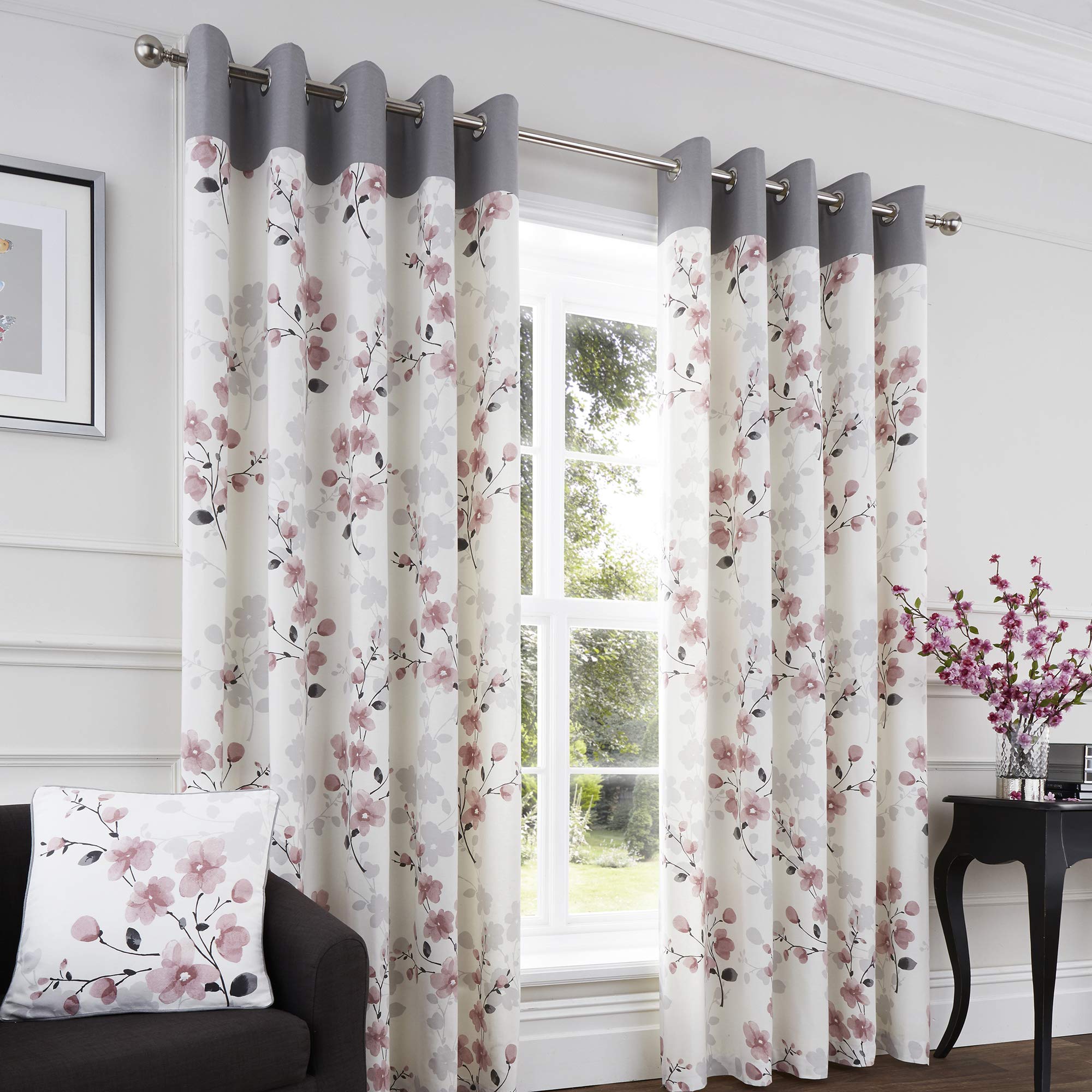 Rideaux doublés coton de qualité supérieure motif aquarelle chic