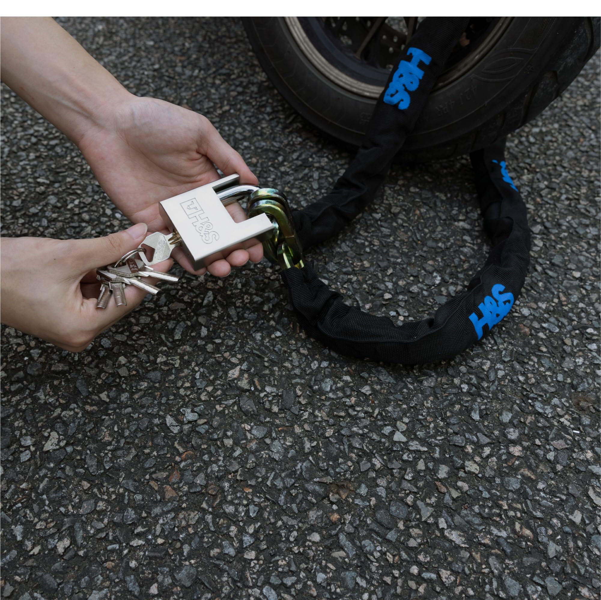 Lucchetto A Catena Antifurto Per Moto E Scooter - Lunghezza 80 Cm, Con Rivestimento Protettivo E 2 Chiavi - 5