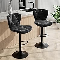 haveagoodday Adjustable Swivel Bar Stools Set of 2 - Faux Leather Counter Height with High Backrest, Black, 300 lbs Capacity