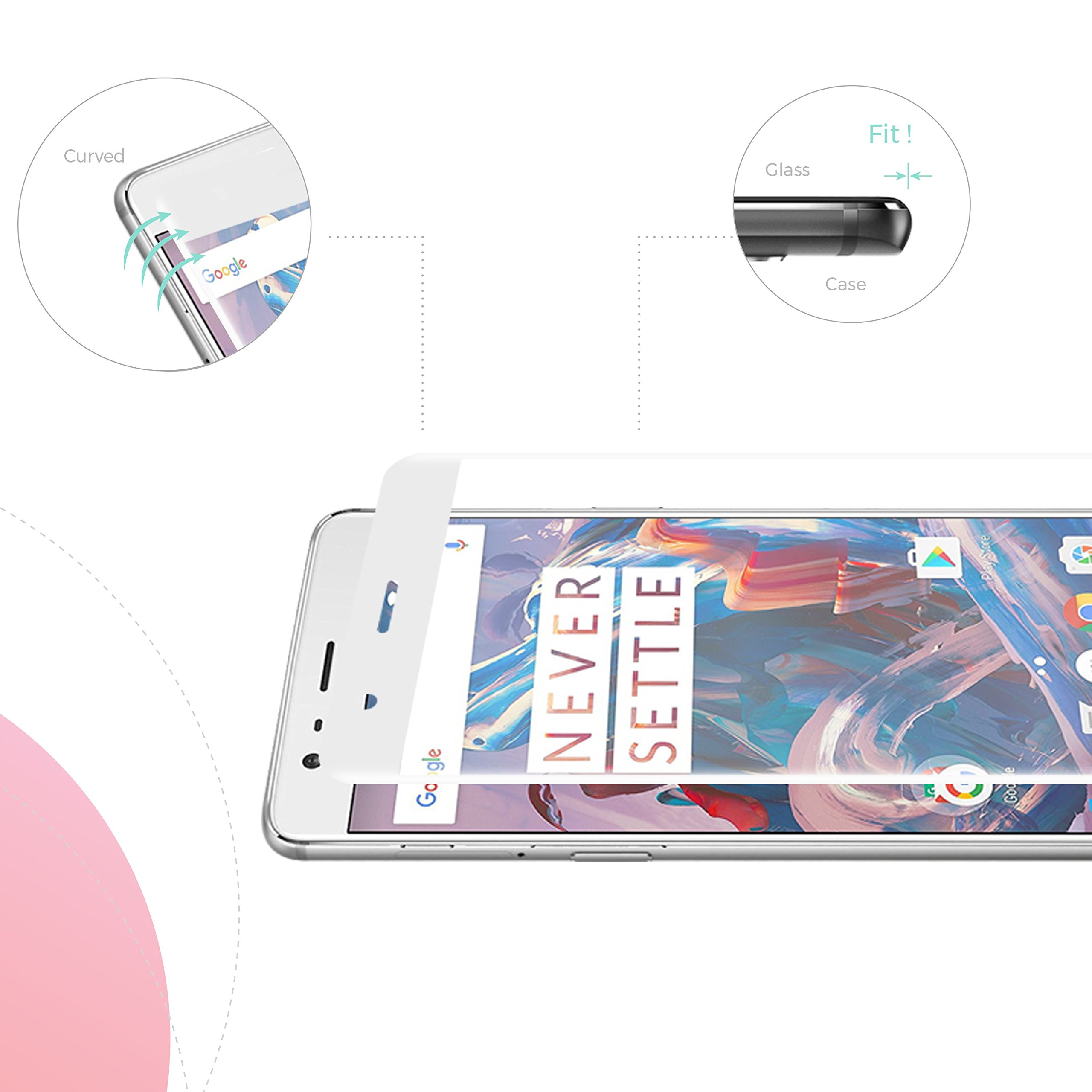 simplecase Tempered Glass Compatible with OnePlus 3, Full Screen Premium Screen Protector, 100% Coverage, Optimal Protection - Image 4
