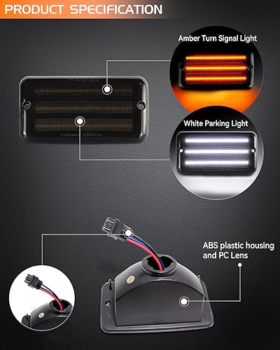 Miniatura 7 de Luces LED secuenciales direccionales delanteras blancas DRL para Jeep Wrangler TJ 1997-2006, parachoques de lente ahumada, lámparas de esquina