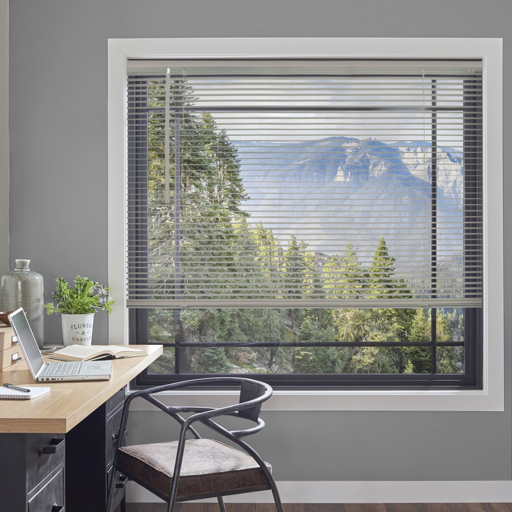 CHICOLOGY Blinds for Windows, Mini Blinds, Window Blinds, Door Blinds, Blinds & Shades, Camper Blinds, Horizontal Window Blinds, Gray (Commercial Grade), 64