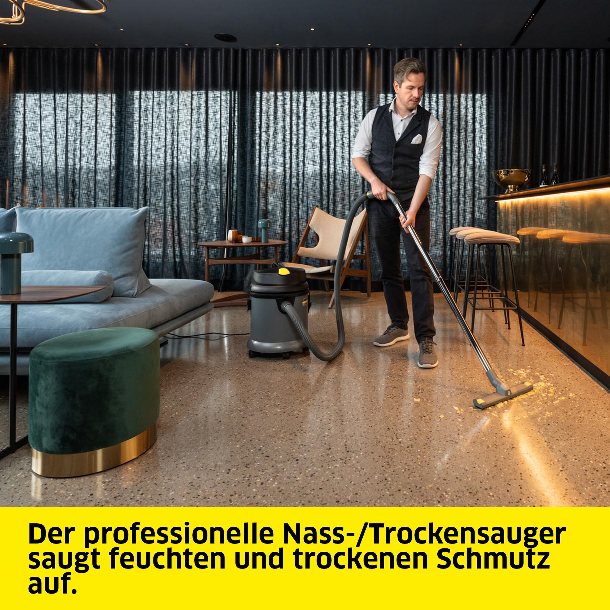 KÄRCHER Nass-/Trockensauger NT 27/1 Advanced, Leistung: max. 1380 W, Kunststoffbehälter: 27 l, Saugschlauch 2.5 m, inkl. Patronenfilter, Papierfiltertüte, Boden- und Fugendüse, Schutzklasse II