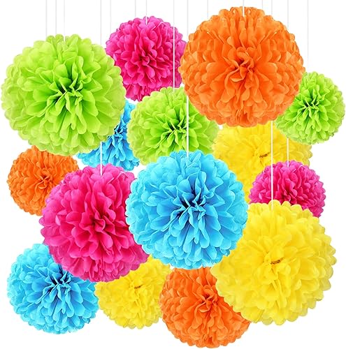 Miniatura 1 de Decoración de fiesta de papel con pompones, 15 piezas de 10, 12, 14 pulgadas, para bodas, cumpleaños, despedida de soltera, despedida de soltera,