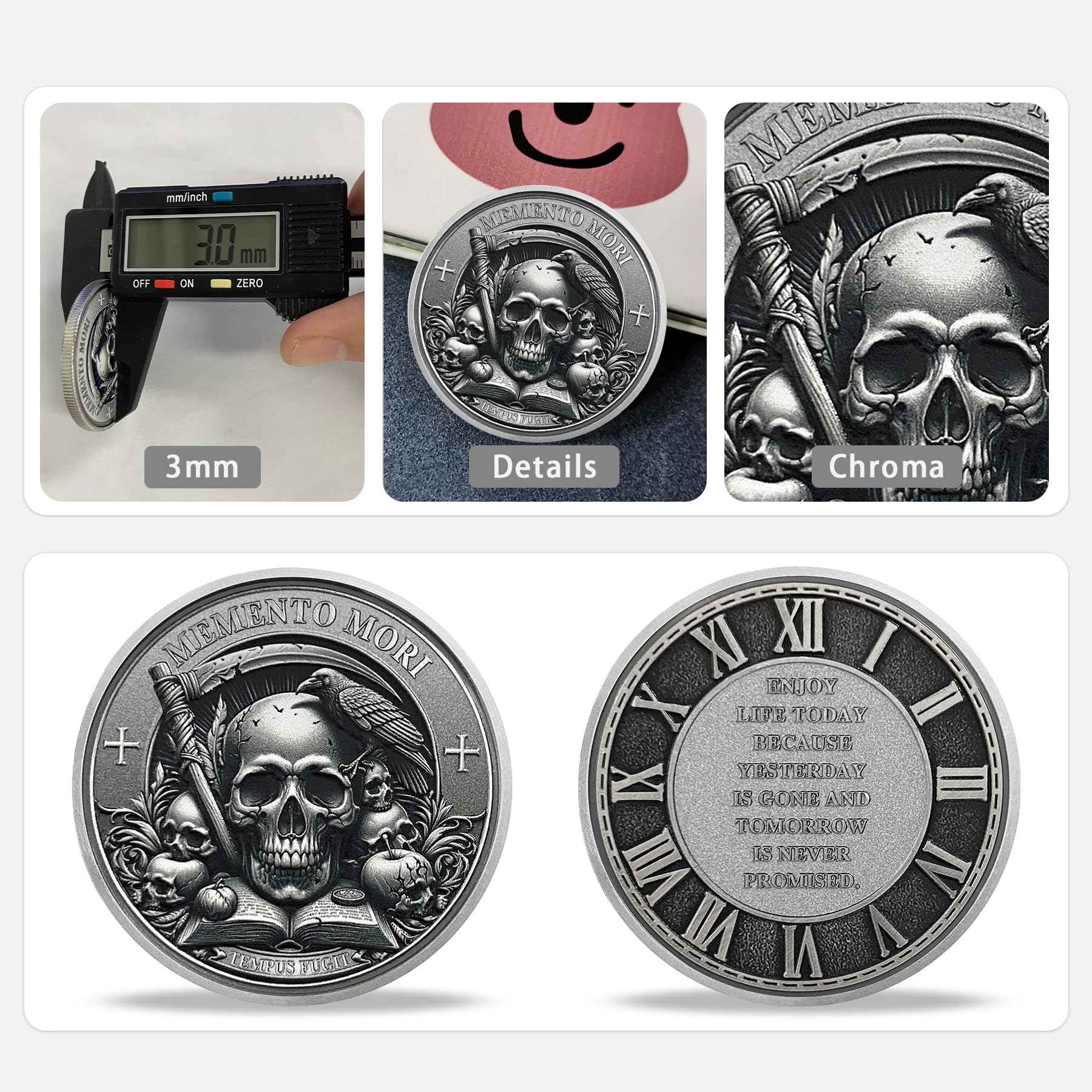 Amazon.com : AtSKnSK Memento Mori Coin Momento Mori Coin