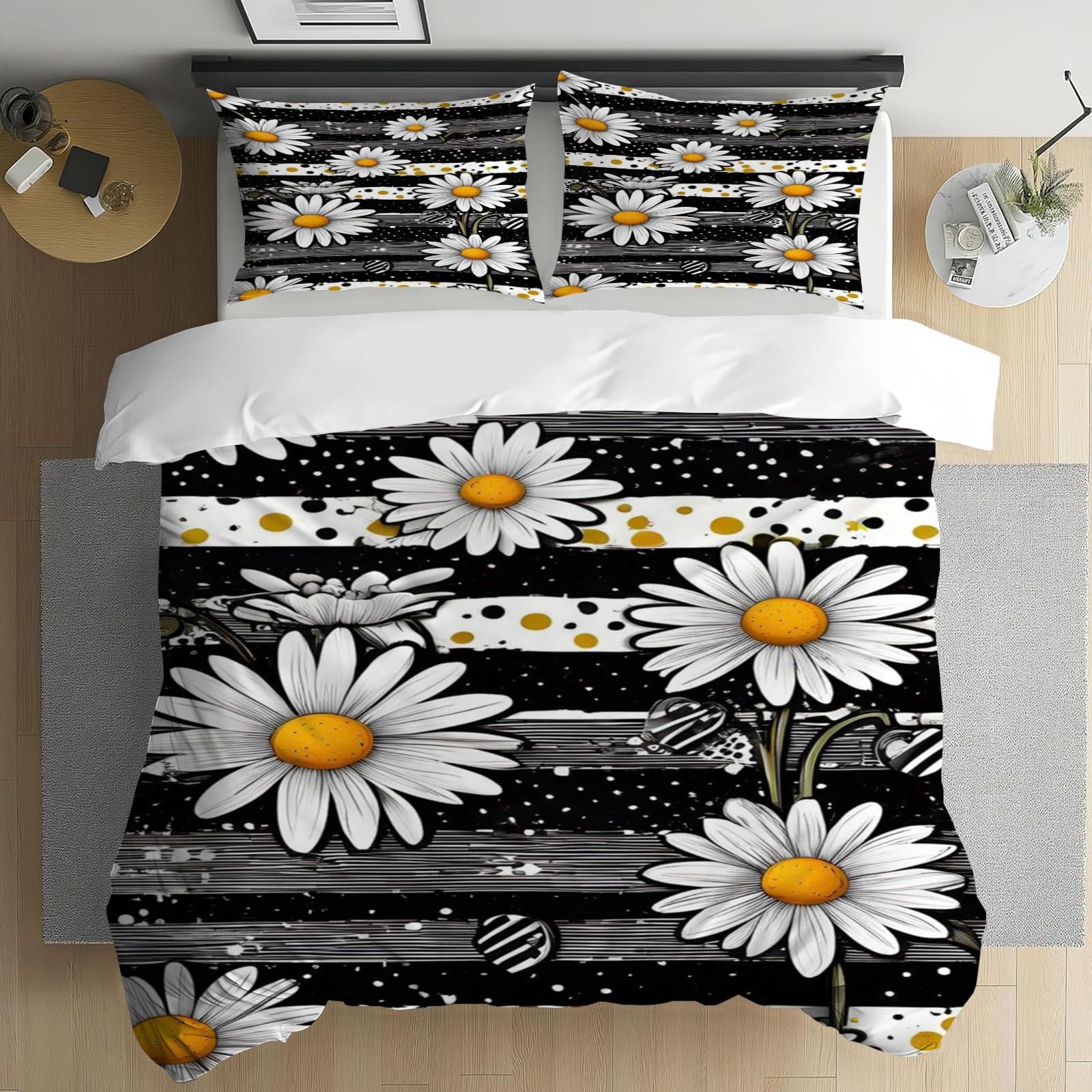 Parure de lit rayures et fleurs vintage pour la chambre d'ado ou d'adulte