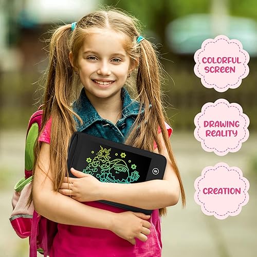Miniatura 3 de Zhehao 8 tabletas de escritura LCD de 6.5 pulgadas, tablero de dibujo colorido educativo para niños de 3 a 6 años, regalos de oficina (negro)
