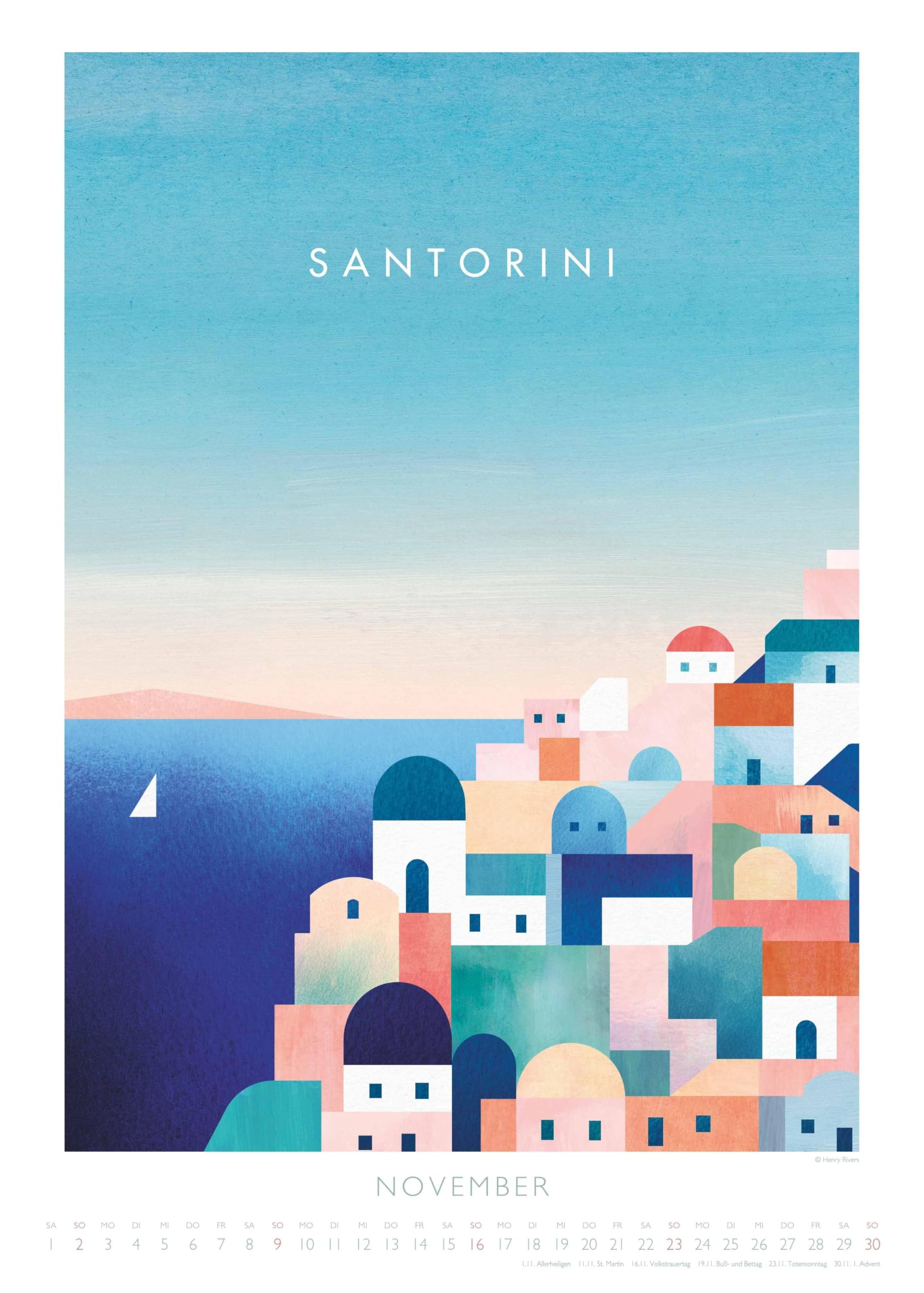 DUMONT - Rivers: Travelposter 2026 – Wandkalender im Posterformat 50 x 70 cm mit Art-Deco-Reiseplakaten von Henry Rivers