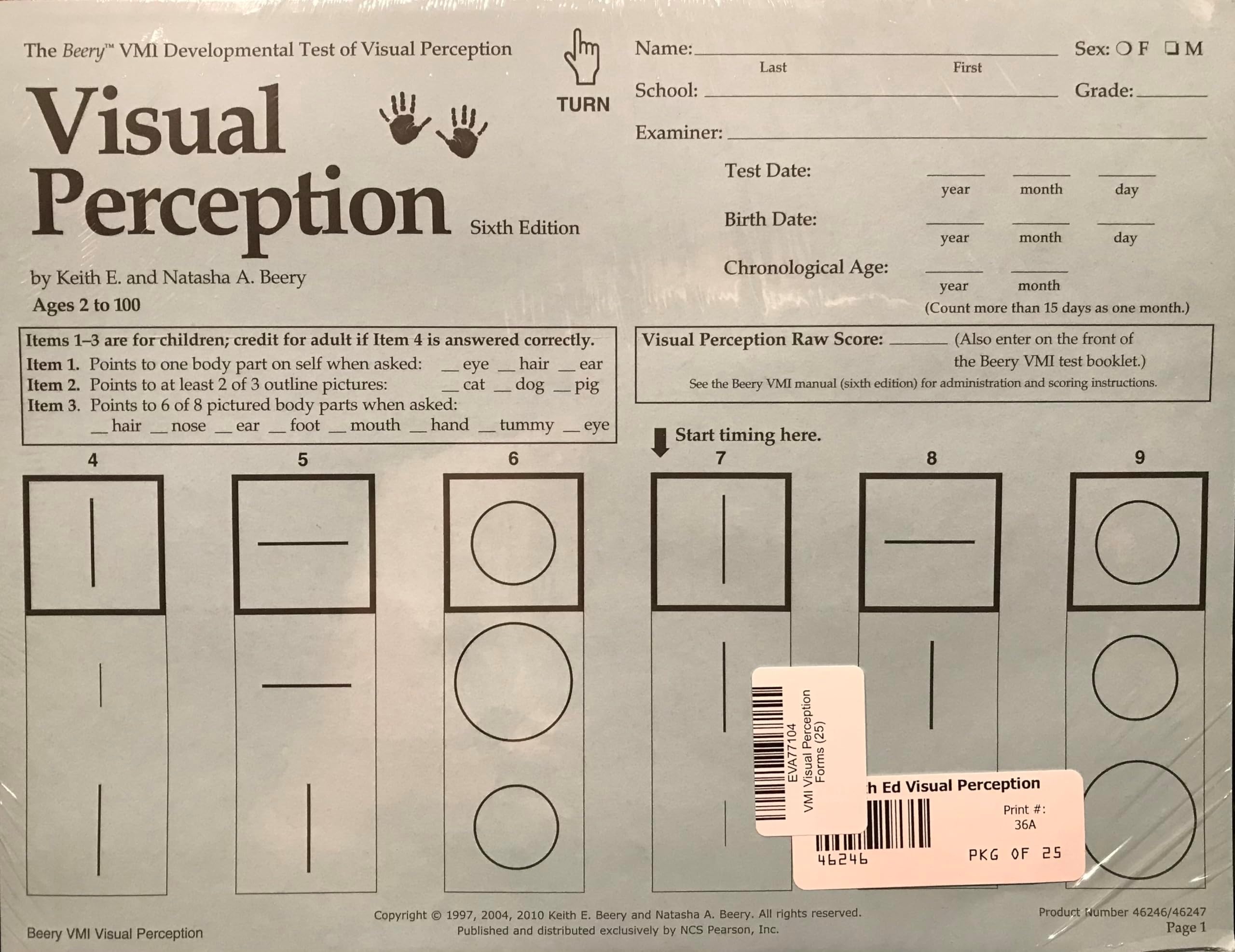 Sammons preston BEERY VMI โ 6th Edition Visual Perception Forms (25) Unknown Binding