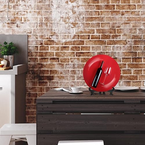 Miniatura 4 de Placa de cerámica para colgar en la pared, botella de vino, vidrio vacío, pintura roja, placa decorativa, placa de porcelana para sala de estar,