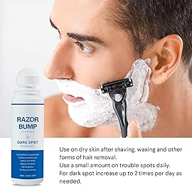 Razor Bump Stopper with Ingrown Hair Treatment: Razor Bumps Treatment for Men and Women, After Shave Solution for Ingrown Hairs and Razor Burns, Roll on Applicator - 3.38 Fl Oz
