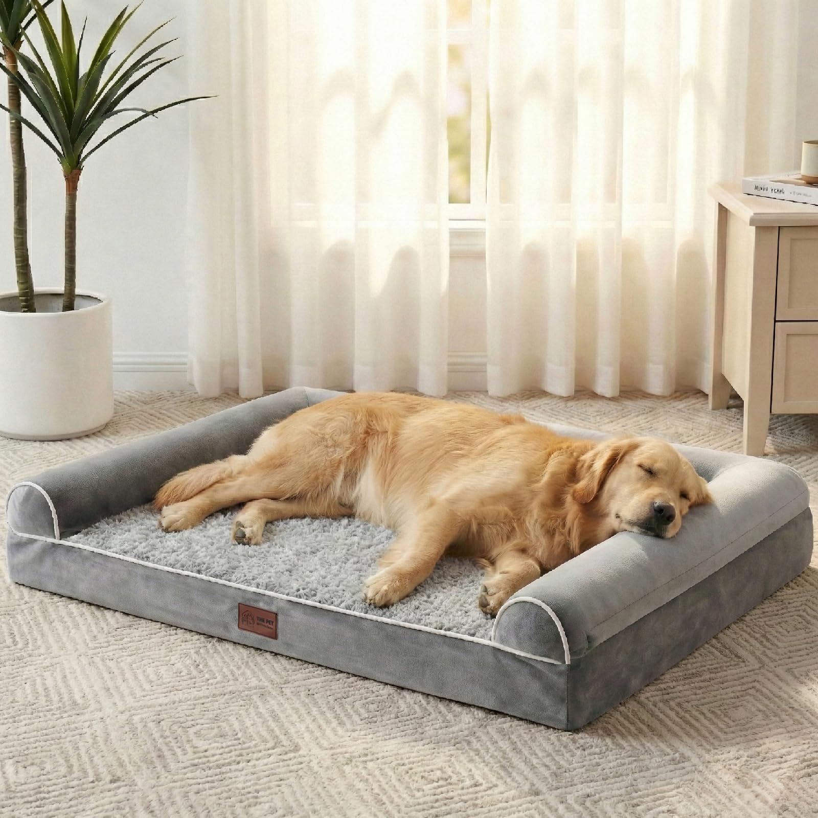WESTERN HOME Large Dog Bed, Orthopedic Dog Beds with Waterproof Lining, XL Pet Couch with Removable Washable Cover and Nonskid Bottom, Grey - image 2