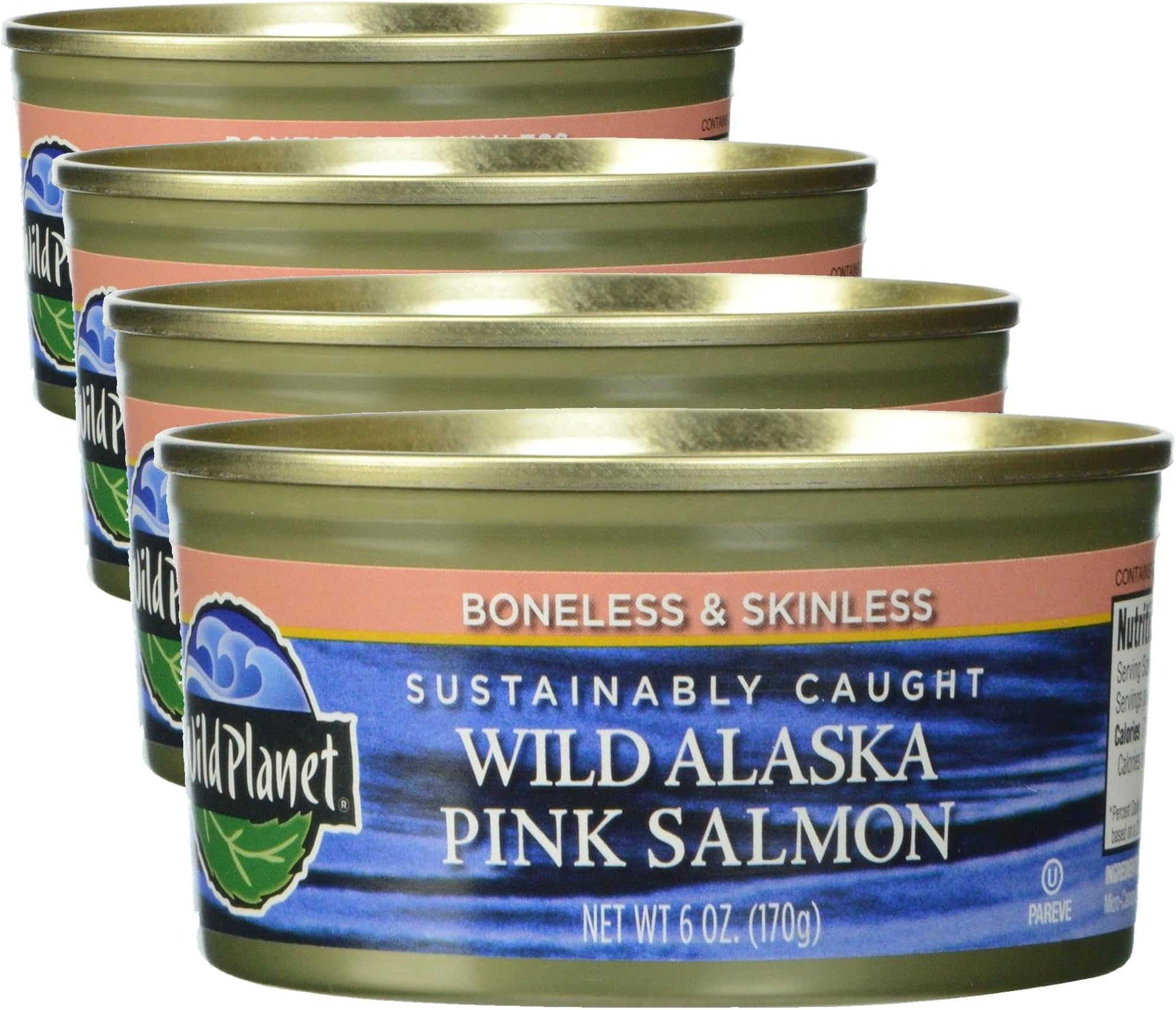 Wild Pink Salmon, Canned Salmon, Sustainably Wild-Caught, Non-GMO, Kosher 6 Ounce can (Pack of 4)