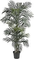 Nearly Natural 6.5ft Golden Cane Palm Artificial Tree - Lifelike Silk Indoor Palm with 3 Textured Trunks, Flexible Fronds & Nursery Planter