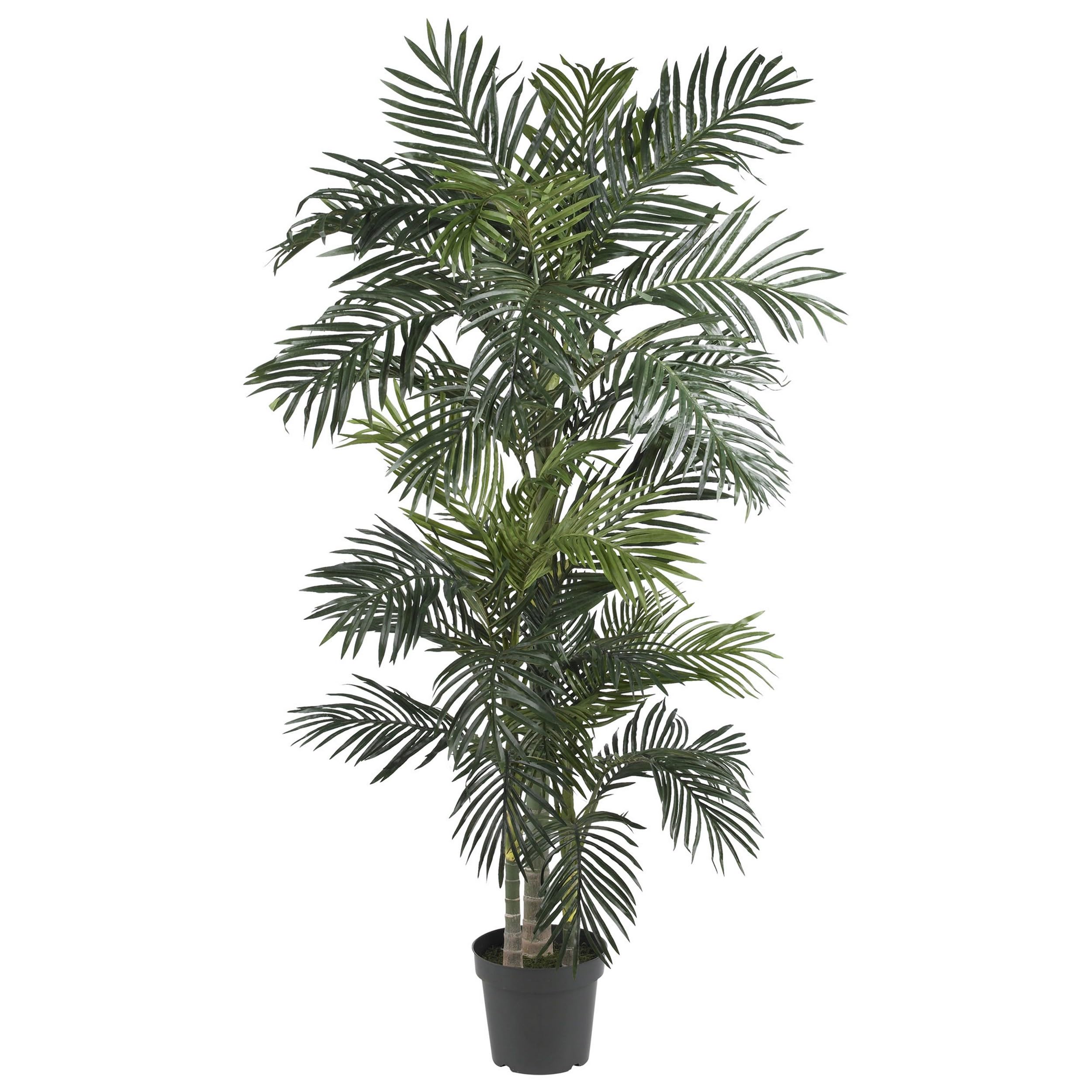 Nearly Natural 6.5ft (78″) Golden Cane Artificial Palm Tree – Lifelike Indoor Silk Palm with 3 Textured Trunks, 333 Flexible Fronds, Nursery Planter, No-Water Maintenance